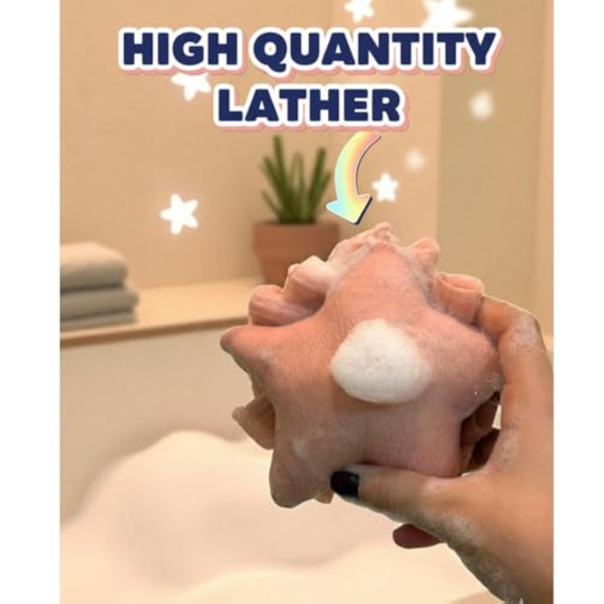 Bath Loofah Mesh Sponge Scrubber with Grip Handle