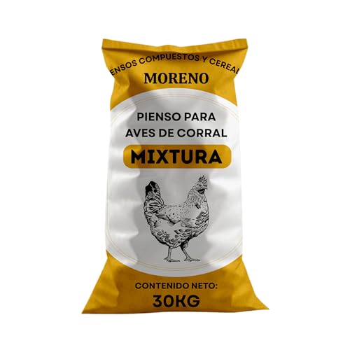 Pienso Mixtura Aves Camperas, Saco 30Kg | Pienso de 1º Calidad, Rico en Nutrientes y Propiedades | Todo Tipo de Aves | El Embalaje Puede Variar