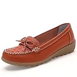 レディース モカシン 24.5cm ローファー パンプス ウェッジソール スリッポン 柔らか 歩きやすい 履きやすい ママシューズ コンフォート 厚底 ナースシューズ オレンジ 白 春夏 軽量 カジュアル ドライビングシューズ