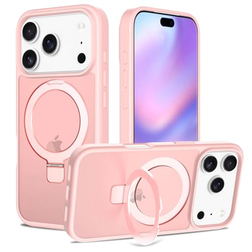Image of Magnetic for iPhone 17 Pro Case, 6.3 inch, Compatible with MagSafe, Rugged Kickstand, Not-Yellowing Military-Grade Protection, Matte Pink