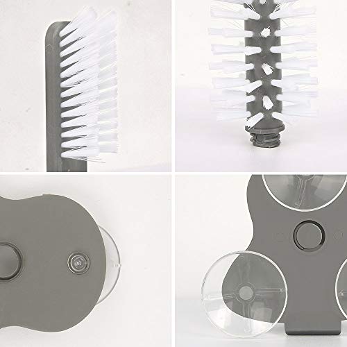 Pawaca Bottle Cleaning Brush Glass Cup Washer For Sink With Suction Base, Cup Cleaner Brush For Beer Cup, Long Leg Cup, Red Wine Glass And More Bar Kitchen Sink Home Tools Grey #TOP6