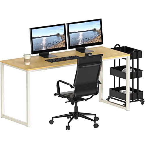 Image of SHW Mission 55-Inch Home Office Computer Desk, Oak