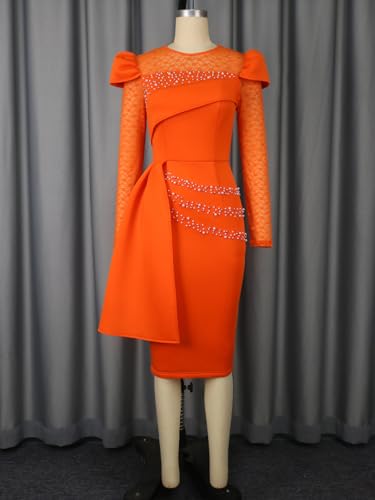 Robe en dentelle florale ONTINVA avec manches longues et coupe crayon extensible - 6