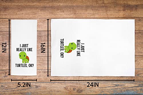 Fulsoe I Just Really Like Turtles Ok Kitchen Towels Dishcloths 24"X16",Marine Life Farmhouse Ocean Animal Sea Turtle Beach Towels Bath Towels Hand Towels,Gifts For Turtle Lovers Women Girls #TOP3