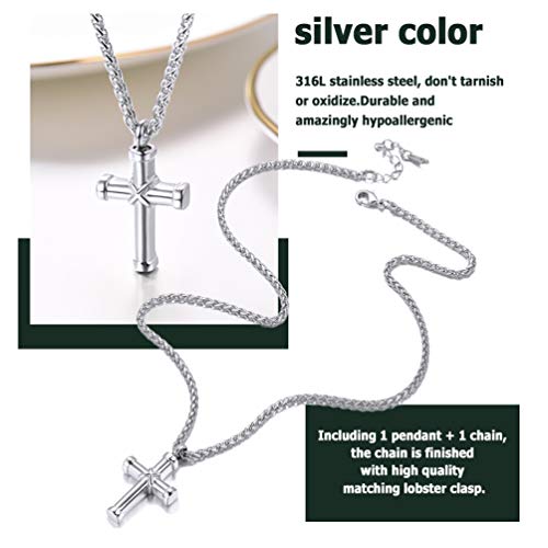 PROSTEEL Mens Urn Necklace for Ashes, Gold Plated/Black Stainless Steel Cross Memorial Cremation Pendant, Keepsakes Jewelry, 22"-24", Come with Box4