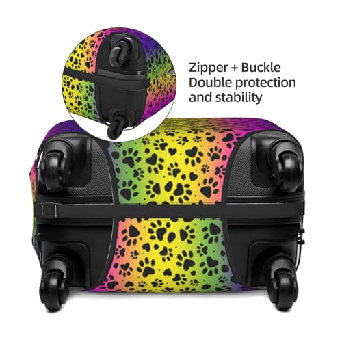 Animal Paw Rainbow For Travel Luggage Cover Suitcase Protector Fits 18-32 Inch Travel Luggage Protector Elastic Luggage Anti-Scratch Suitcase Cover2