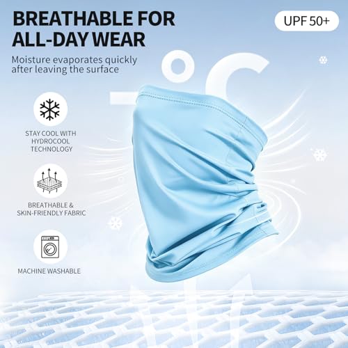 Image of 6 Pack Cooling Neck Gaiter Face Mask for Men Women Breathable Dust UV Protection Multifunctional Reusable Face Cover