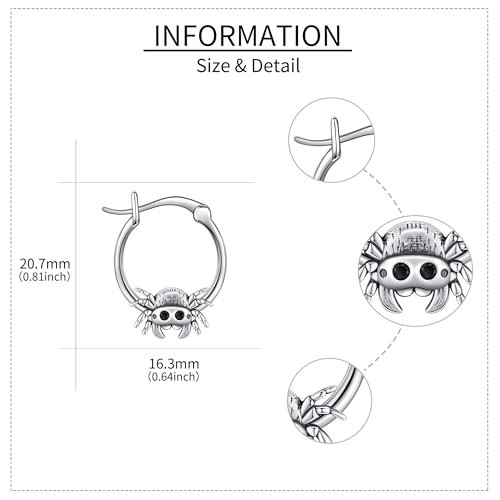 Small Hoop Earrings Sterling Silver Pug/Sugar Glider/Jumping Spider/Chihuahua Dog Hoop Earrings Cute Animal Jewelry for Women3