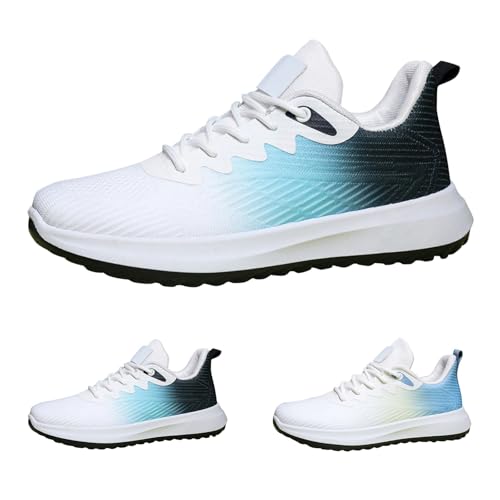 Sportskor herr slip-in sneakers herr mesh sneakers halkfria fritidsskor med skosnören joggingskor platt sula träningsskor andas promenadskor bekväma halvskor, Mörkblå, 44 EU