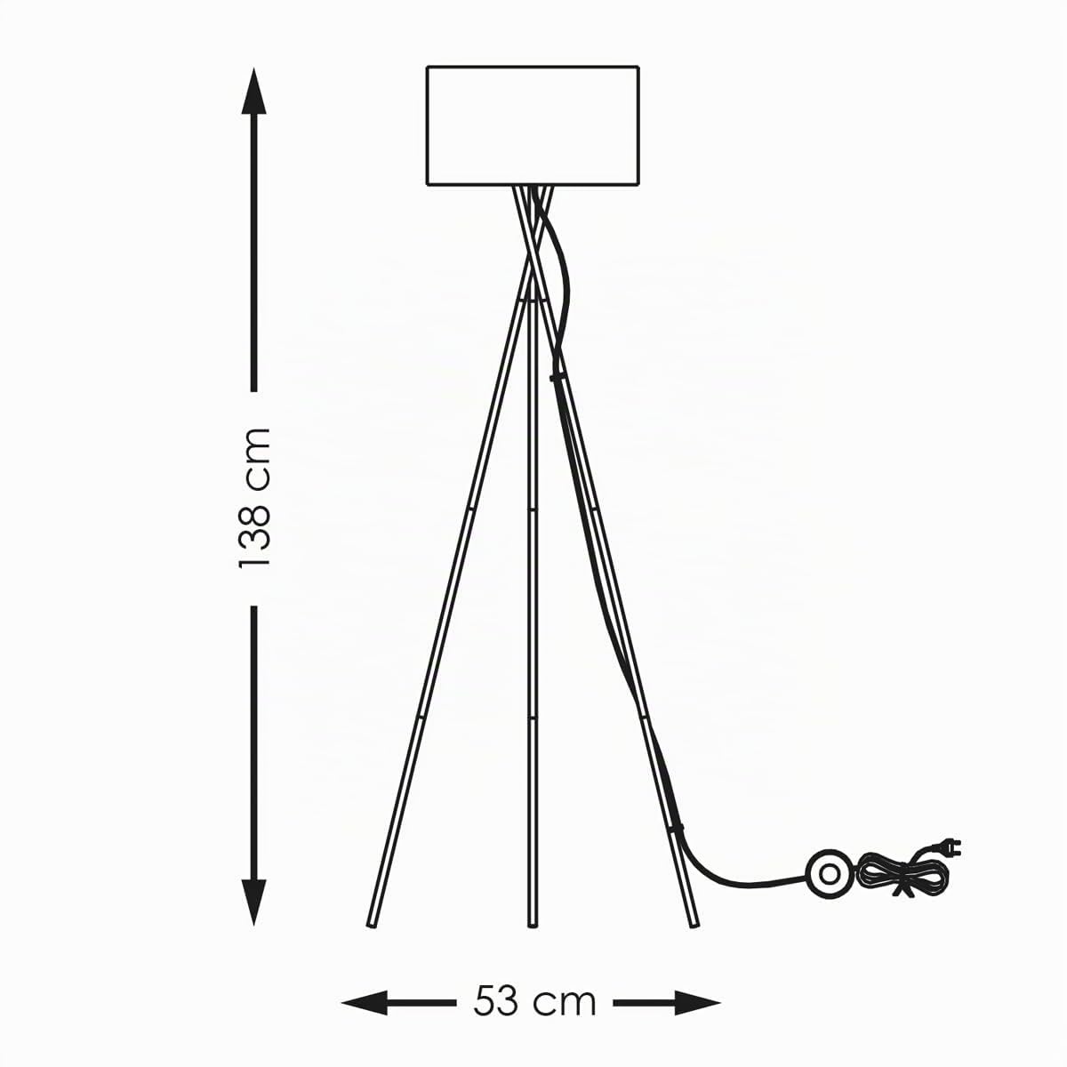 Home Sweet Home Lámpara de pie moderna de metal negro | 53/53/138cm｜con fuente de luz LED E27 4W 2700K | Lámpara de pie retro con trípode Con pantalla negra｜para dormitorio