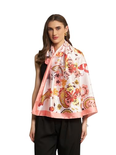 Image of Ravaiyaa - Attitude is everything Women Silk Digital Print Large Square Scarf Breathable Lightweight Neckerchief Printed Headscarf 40 inch x 40 inch Inch
