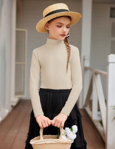 Image of Arshiner Girls Turtleneck Sweater Kids Long Sleeve Knit Pullover Tops