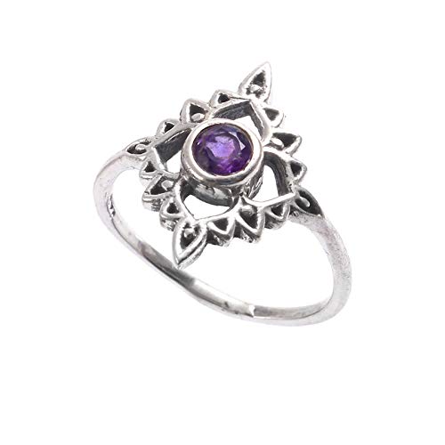Bague améthyste argent turc taille 16, le cadeau d'anniversaire mémorable