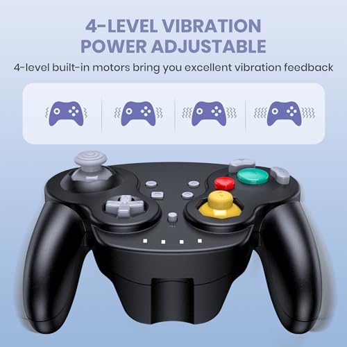 Image of SAFFUN 2 Pack Wireless GameCube Style Controller for Switch 1 & 2 / Lite /Switch Online, NGC Style Pro Controller Compatible with Windows PC, macOS - (Rechargeable) (Built-in Rumble) (NFC)- Black