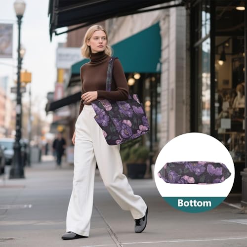 Bolso pequeño tote para mujer color morado con cierre miniatura 5