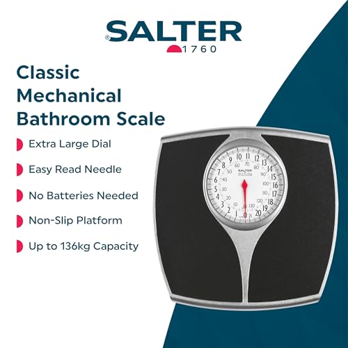 Salter 148 BKSVDR Speedo Dial Bathroom Scale - Mechanical Weighing Scales For Body Weight, Easy Read Dial & Rotating Pointer, Instant Readings, Large Foot Platform, Weighs Up To 136 kg/ 21 st - Image 3