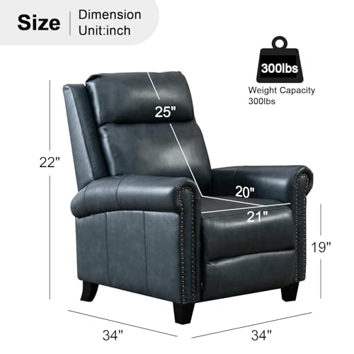 Sillón reclinable clásico cuero Azul miniatura 2
