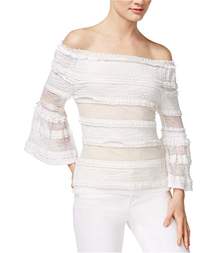 Rachel Roy Womens Ruffled Off The Shoulder Blouse, White, X-Small