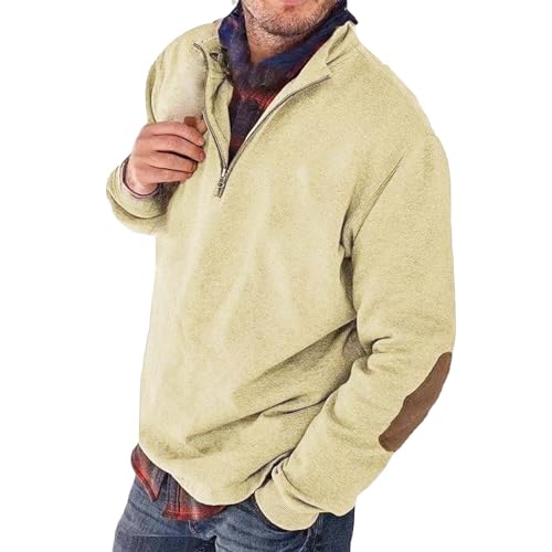 Mens Long Sleeve Sweatshirt Quarter Zip Loose Fit Mock Neck Coat Casual Solid Spring Tennis Sport Pullover Top