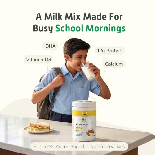 Image of Little Joys Nutrimix Protein Powder for Teenage Boys & Girls (13-18 years) | 12g Protein | No Added Sugar | Ragi, Bajra, Jowar, Almonds & Walnuts | For Energy, Immunity & Brain Health | Vanilla, 350g