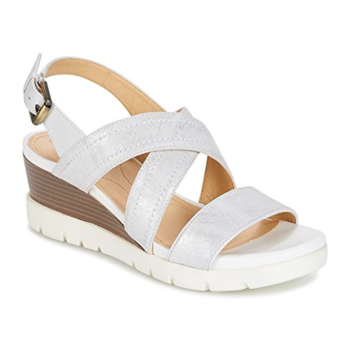 Geox D Marykarmen Plus B, Sandalias con Plataforma Plana para Mujer, Blanco...