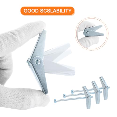 Miniatura 3 de Quarkzman 5uds Resorte Alternar Perno Anclajes, 1 8 X3 Mariposa Anclajes Macho Rosca Resorte Cargado Hueco Pared Redondo Cabeza Alternar Perno