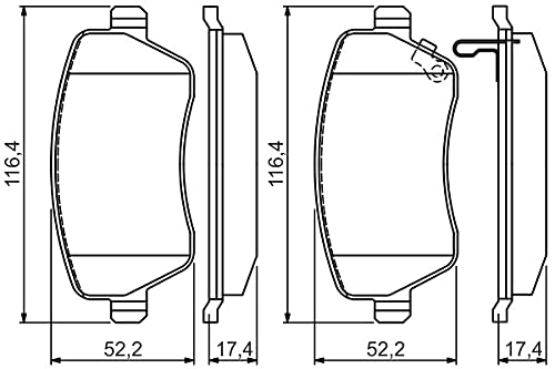 Bosch BP1494 - Pastiglie Freni Auto, Asse Anteriore - Qualità Bosch - Riduzione Del Rumore E Della Polvere - Certificazione ECE-R90 - Senza Rame - 1 Confezione Da 4 Pastiglie - Con Accessori - 2