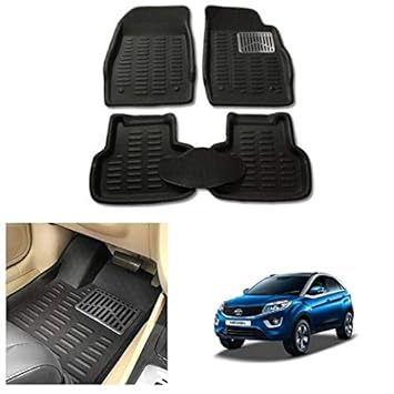 RS Enterprises Cars Carpet Floor/Foot 4D Mats for Tata Nexon EV, Black