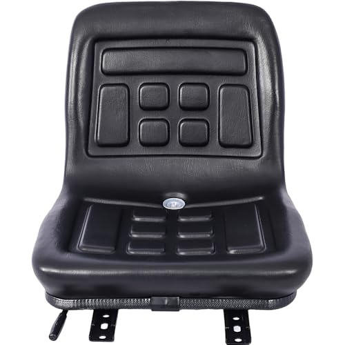 Universal Black Tractor Seat with Drain Hole – Thickly-Padded, Durable, Water-Resistant, and Horizontally Adjustable Replacement Seat