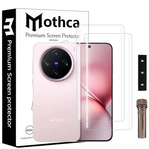 Image of Mothca Curved UV Tempered Glass Screen Protector for Vivo X200 | Transparent | Pack of 2 | Borderless Full Screen Coverage with UV Installation Kit