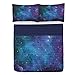 ABAKUHAUS Weltraum zestaw narzuty z mikrofibry, galaktyka gwiazd w kosmosie, miękka pościel z poszewkami na poduszki i kołdra, 264 cm x 220 cm, granatowo-fioletowy