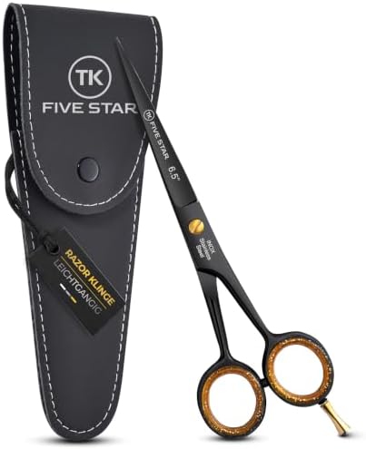 TK FIVE STAR Midnight Haarschere 6,5 Zoll, scharfe Profi Friseurschere mit Mikroverzahnung, Haarschneideschere in Salonqualität für präzise Haarschnitte Zuhause, Salon, Bart, Damen