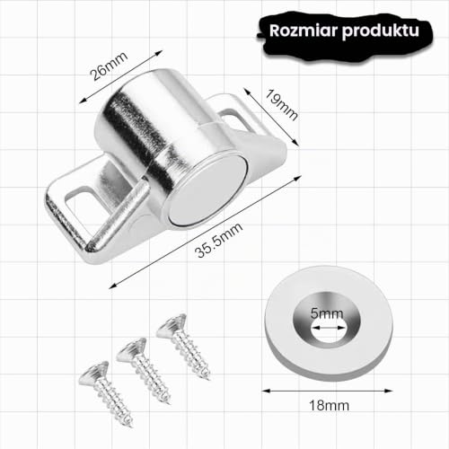 2 sztuki zamka magnetycznego do drzwiczek szafy, z 6 sztuk śrub, magnetyczna zapięcka na drzwi, zawieszka do szafy, magnetyczna zapięcka do drzwi szafy, magnes do drzwiczek szafy, magnetyczny zatrzask