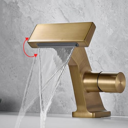 Grifo de lavabo cascada de latón macizo gris con acabado premium 2
