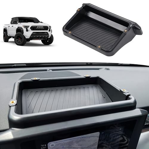 Thousand-Hill Range Dashboard Storage Box Compatible with Tacoma 2024-2025 Accessories,8-inch Behind Screen Organizer Screen Back Tray Storage Box with Anti-Slid Pad (Black)