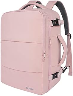 Travel Backpack for Women, Carry On Backpack with USB Charging Port & Shoe Pouch, TSA 15.6inch Laptop Backpack Flight Approved, College School Bag Casual Daypack for Weekender Business Hiking, Pink