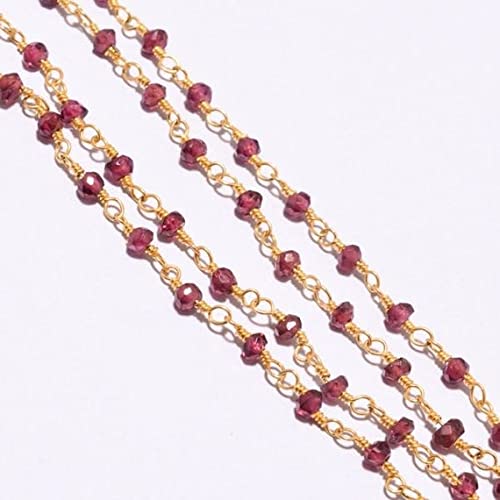 Chaîne grenat naturel anti-ternissement LKBEADS perles or 18k durable