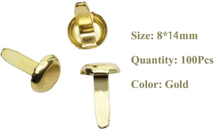 Generic GTBL 1/2 Inch Brass Paper Fasteners, Mini Paper Fasteners For Handicraft Projects, Decorative DIY Supplies, 8 X 14 Mm (Gold) - (Color: Purple)