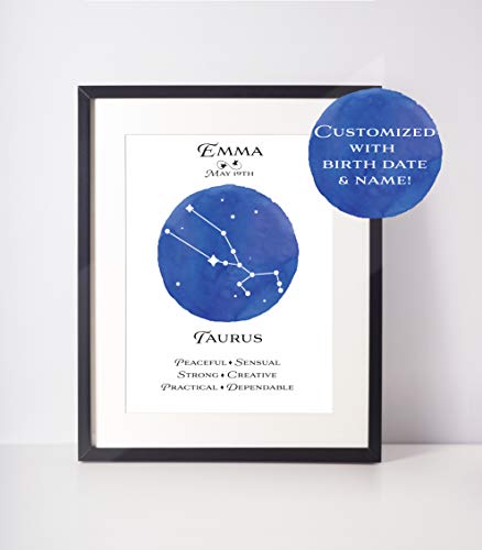 Taurus Personalized Zodiac Gift, Custom Zodiac Birthday Gift, Personalized Gift, Custom Zodiac Gift, Personalized Zodiac Art, Horoscope Art