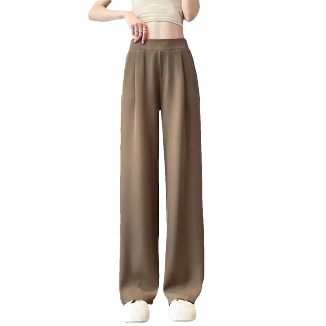 Loose Pants Womens Wide Leg Office Pants with Pockets Fit Trousers for Work High Waist Solid Color Suit