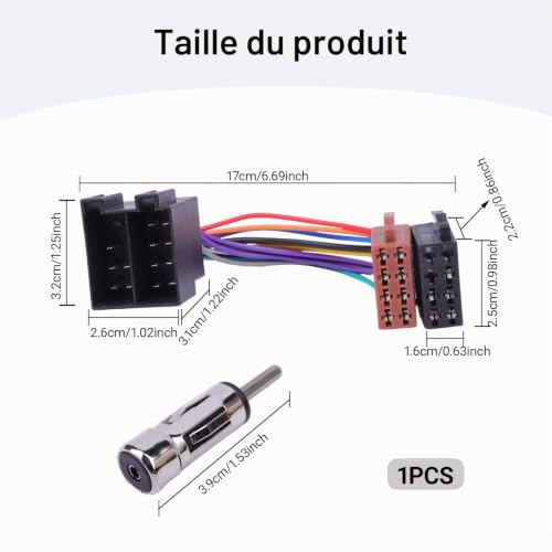 A200 Adaptateur Radio Universel pour Voiture SET, Adaptateur Poste Radio, Prise Autoradio, Câble Adaptateur Autoradio ISO, 16 Broches vers ISO avec Antenne DIN + Prolongement – vue 2