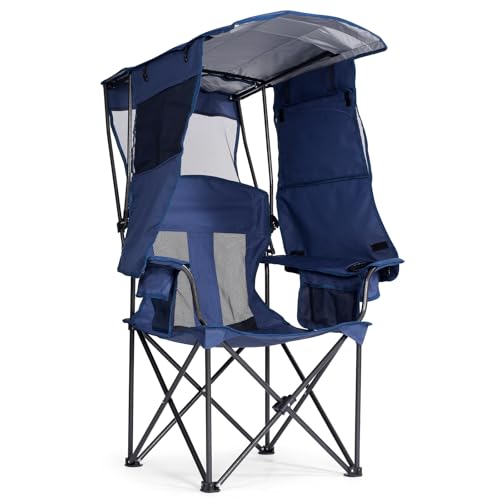 Huskfirm Camping Chair with Canopy Shade - Folding Beach...