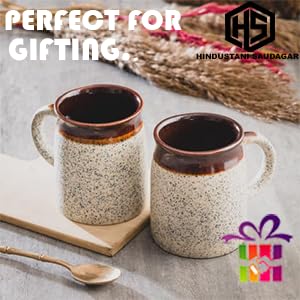 HS HINDUSTANI SAUDAGAR Terracotta Dusk Coffee Mug Set of 2 (390 ML Each) Microwave Safe Coffee Mug Ceramic Milk Mugs Ceramic Tea Mug Set Handmade Cup Best for Gift. - Image 4 thumbnail
