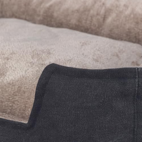 TRIXIE Hundebett BE Nordic Föhr 100x80 cm in schwarz/Sand – eckiger Hundekorb für kleine & große Hunde - gemütliches Hundekörbchen mit praktischem Tragegriff - weich & waschbar - 36592