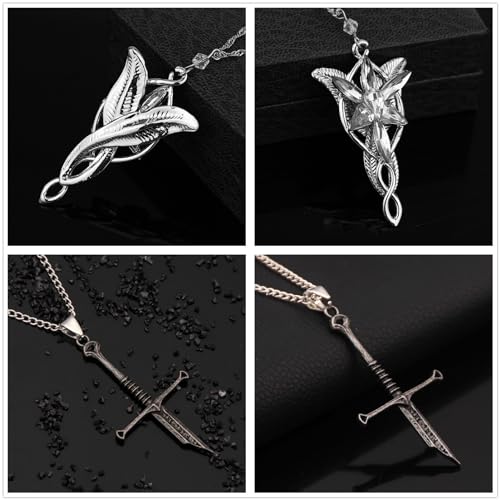 JinYu 4 Pcs Lord. Leaf Necklace Princess Chain Broken Sword Necklace for Men Women3