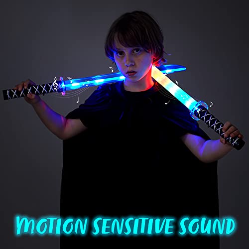 image for JOYIN 2 Packs Toys Ninja Swords for Kids with Motion Activated Clangin