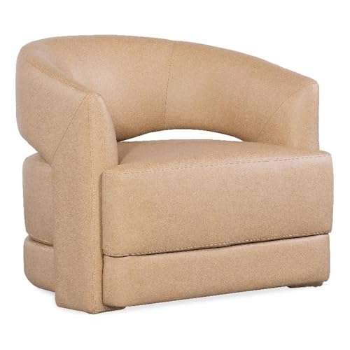 Keys Barrel Swivel Chair in Beige Leather by Hooker Furnishings