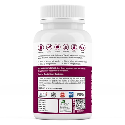 Image of Mypro Sport Nutrition Biotin | Beauty Capsules | Promotes Healthy Hair | Skin & Nails |Helps Support Energy Metabolism | Helps Convert Food Into Energy For Men And Women -60 Capsules