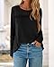 BTFBM Lace Long Sleeve Shirts Womens Tops Dressy Casual Knit Boho Lightweight Blouses Winter Clothing Fall Fashion(Black, Medium)