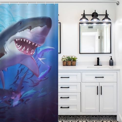 Rideau de douche requin lavable en tissu polyester 183x183cm - 5